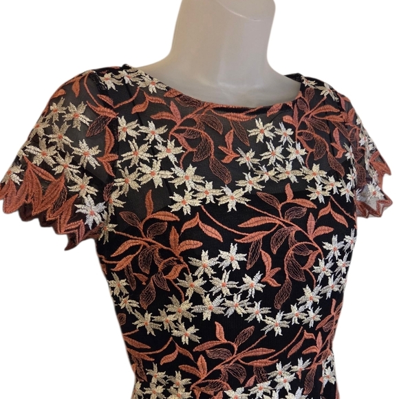 Aidan Mattox Floral Embroidered Lace Column Dress Long Gown Pink Black Size 4 - Picture 11 of 11